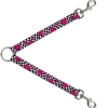 Dog Leash Splitter - Checker & Stars Black/White/Pink