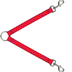 Dog Leash Splitter - Checker Fluoresecent Orange/Pink