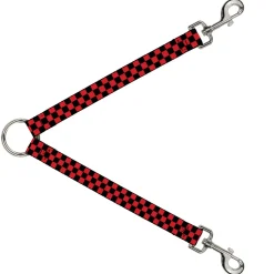 Dog Leash Splitter - Checker Black/Red