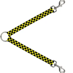 Dog Leash Splitter - Checker Black/Neon Yellow