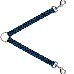 Dog Leash Splitter - Checker Black/Turquoise