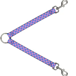Dog Leash Splitter - Checker Baby Pink/Baby Blue