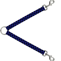 Dog Leash Splitter - Checker Black/Neon Blue