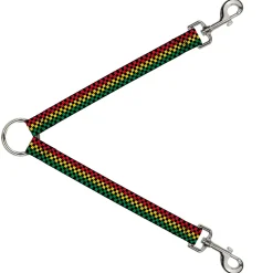 Dog Leash Splitter - Checker Black/Rasta