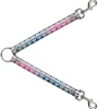 Dog Leash Splitter - Checker & Stripe Skulls Gradient Blue/Fuchsia