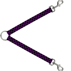 Dog Leash Splitter - Checker Black/Purple
