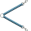 Dog Leash Splitter - Checker & Stripe Skulls Black/White/Baby Blue