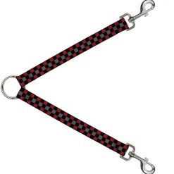 Dog Leash Splitter - Checker Black/Gray/2 Red