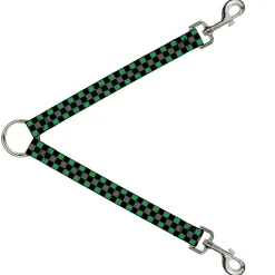 Dog Leash Splitter - Checker Black/Gray/2 Green
