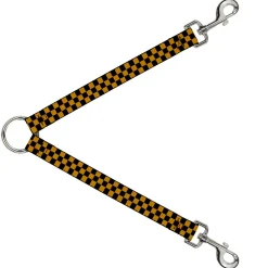 Dog Leash Splitter - Checker Black/Gold