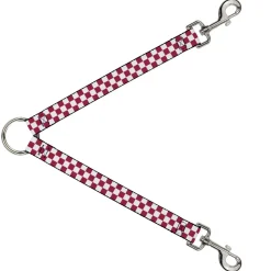 Dog Leash Splitter - Checker Crimson/White