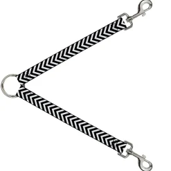 Dog Leash Splitter - Chevron3 White/Black