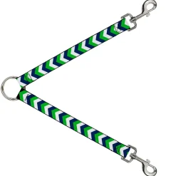 Dog Leash Splitter - Chevron White/Bright Green/Navy