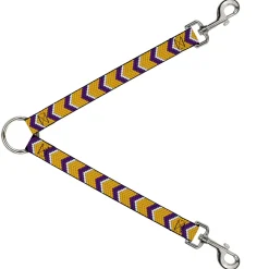 Dog Leash Splitter - Chevron Weave Gold/Purple/White