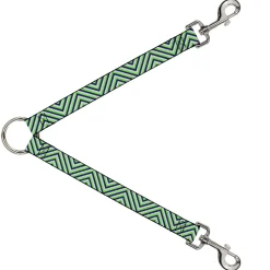 Dog Leash Splitter - Chevron Stripe White/Neon Green/Navy