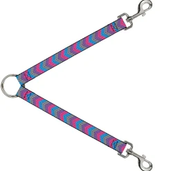 Dog Leash Splitter - Chevron Weave Gray/Lavender/Pink/Baby Blue