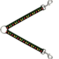 Dog Leash Splitter - Christmas Lights Black/Multi Color