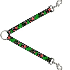 Dog Leash Splitter - Christmas Collage Black/White/Green/Red
