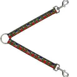 Dog Leash Splitter - Christmas Nutcracker/Polka Dots Greens/Gold/Red