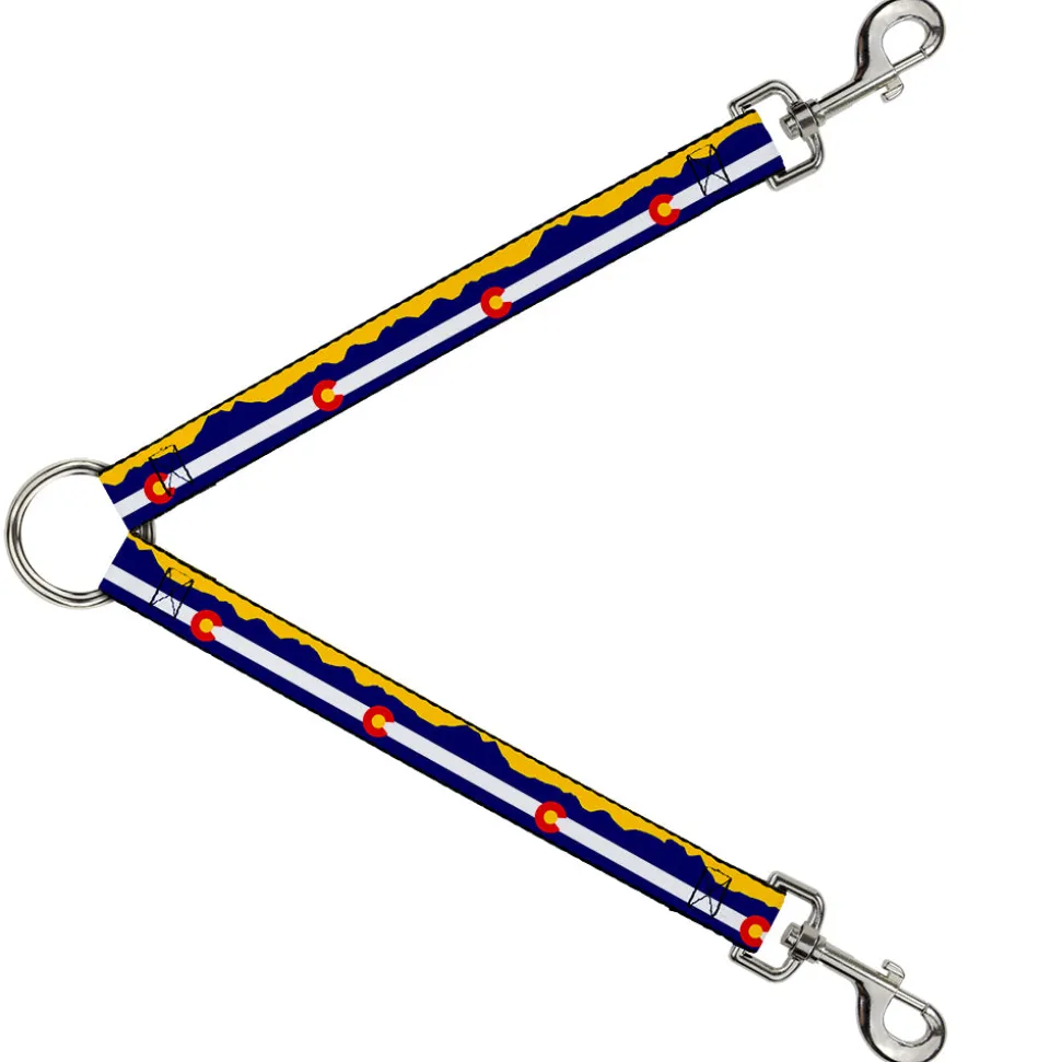 Dog Leash Splitter - Colorado Flag/Mountain Silhouette Yellow