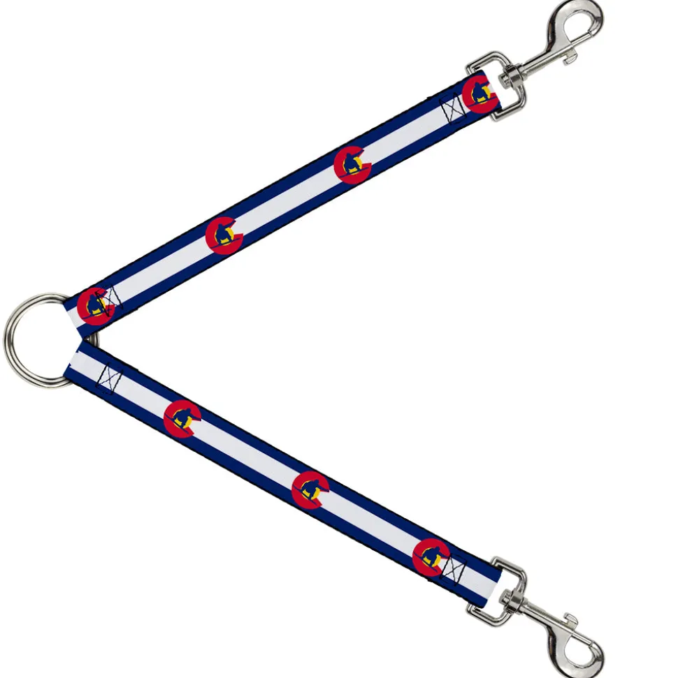 Dog Leash Splitter - Colorado Flag/Snowboarder Blue/White/Red/Yellow