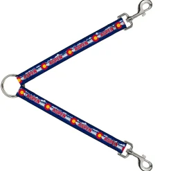 Dog Leash Splitter - Colorado ASPEN Flag/Snowy Mountains Weathered Blue/White/Red/Yellows