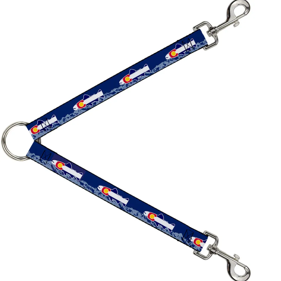 Dog Leash Splitter - Colorado Trout Flag Blue/White/Red/Yellow