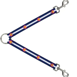 Dog Leash Splitter - Colorado Flags6 Repeat Blue/White/Pink/Yellow