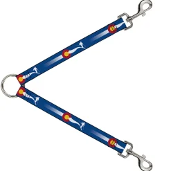 Dog Leash Splitter - Colorado Skier2 Blue/White/Red/Yellow