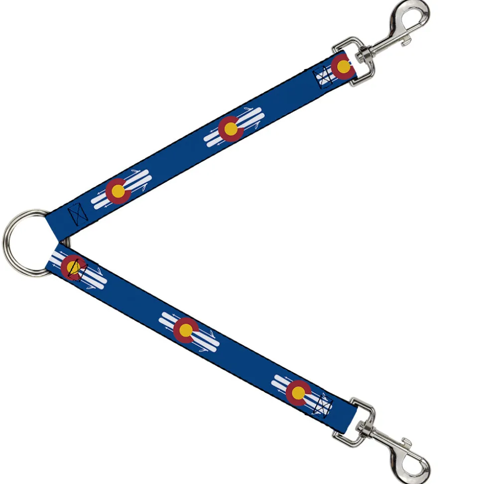 Dog Leash Splitter - Colorado Logo/Skis Blue/White/Red/Yellow