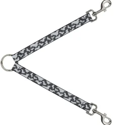 Dog Leash Splitter - Corgi Silhouette Poses Grays