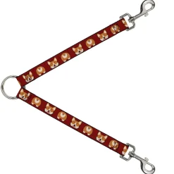 Dog Leash Splitter - Corgi Face/Rump Red