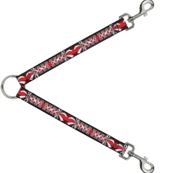 Dog Leash Splitter - Corset Lace Up w/Bow Red Plaid/Red