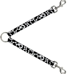 Dog Leash Splitter - Cow Pattern Print White/Black