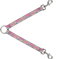 Dog Leash Splitter - Crown Princess Oval Baby Pink/Baby Blue