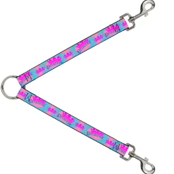 Dog Leash Splitter - Crown Princess Oval Pink/Turquoise