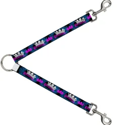 Dog Leash Splitter - Crown Princess Oval Black/Turquoise