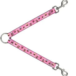 Dog Leash Splitter - Cupcake Swirls Pink/Multi Color