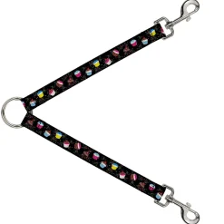 Dog Leash Splitter - Cupcake Sprinkles Black/Multi Color