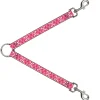 Dog Leash Splitter - Cute Skulls w/Checkers Pinks/White