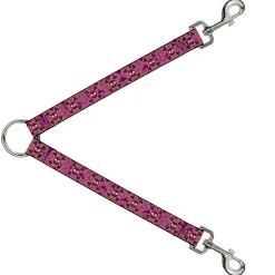 Dog Leash Splitter - Cute Skulls w/Paisley Purple/Pink/Green