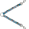 Dog Leash Splitter - Cute Penguins Blue Bubbles