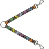 Dog Leash Splitter - Cute Dinosaurs w/Mustaches Gray