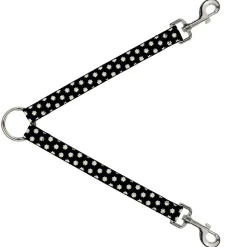 Dog Leash Splitter - Daisies Scattered Black/White/Yellow