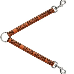 Dog Leash Splitter - Dallas-Raleigh-Tennessee-Austin-Boston Stripes Browns/Black