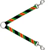 Dog Leash Splitter - Diagonal Stripes Black/Green/Yellow/Red