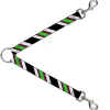 Dog Leash Splitter - Diagonal Stripes Black/White/Pink/Green