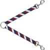 Dog Leash Splitter - Diagonal Stripe Red/White/Navy