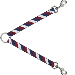 Dog Leash Splitter - Diagonal Stripe Red/White/Navy