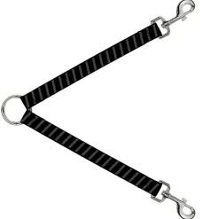 Dog Leash Splitter - Diagonal Stripes Black/Gray